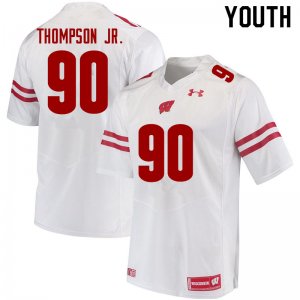 Youth Wisconsin Badgers NCAA #90 James Thompson Jr. White Authentic Under Armour Stitched College Football Jersey GG31T44JI